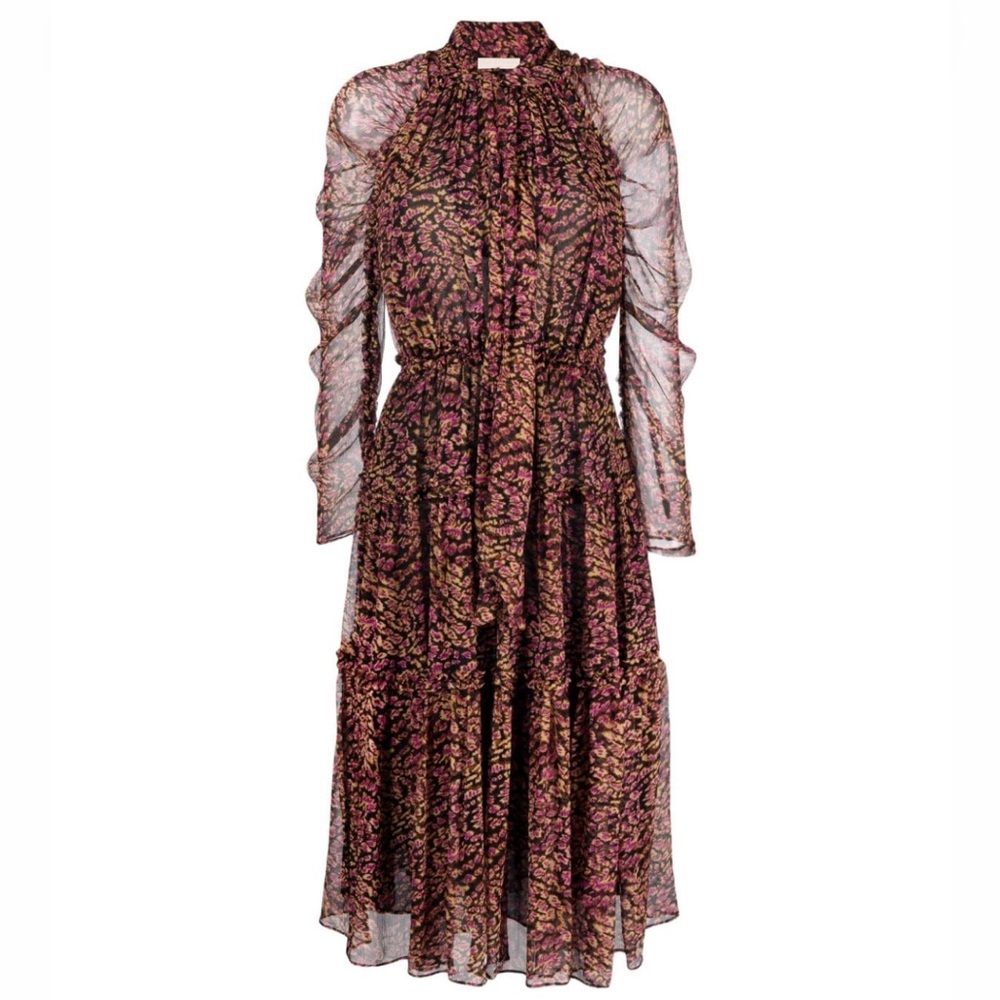 Ulla Johnson Idalia Neck-Tie Silk Chiffon Midi Dress size 6